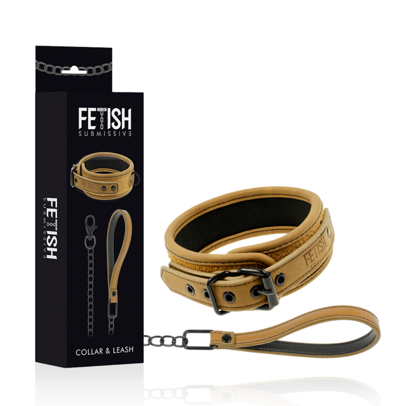 Fetish Submissive Origen - Collier doublé en néoprène avec chaîne