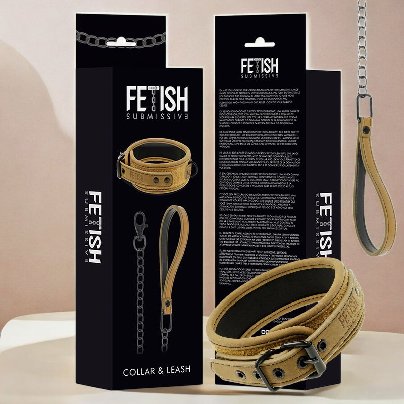 Fetish Submissive Origen - Collier doublé en néoprène avec chaîne