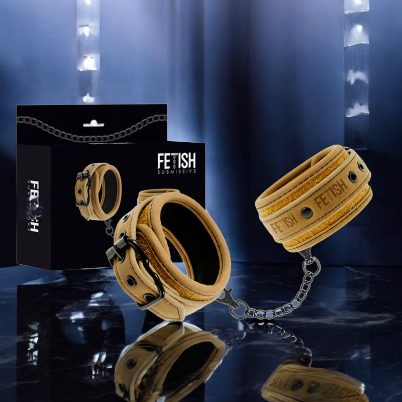 Fetish Submissive Origen - Menottes en cuir végan avec doublure en néoprène